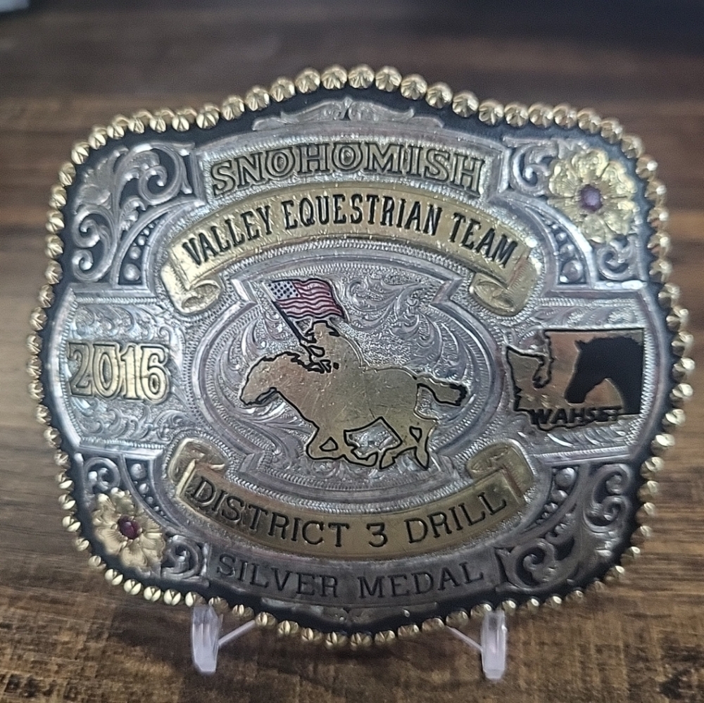 2016 WAHSET Snohomish Valley Equestrian TEAM Silver Medal Belt Buckle Gist